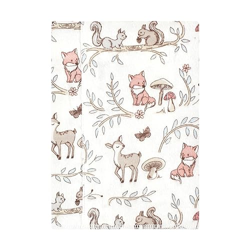 Image of Hudson Baby Unisex Baby Cotton Poly Flannel Burp Cloths, Girl Woodland Pals 4-Pack, One Size