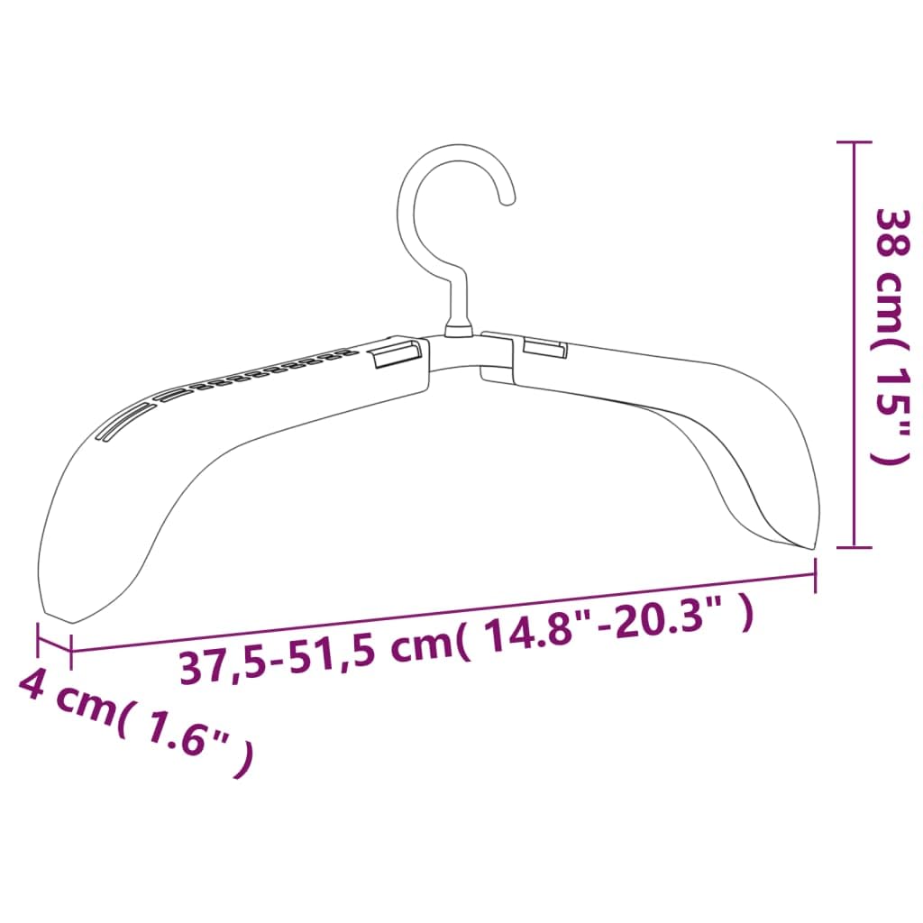 Ausziehbare Kleiderbügel Set 5 Stk. Grau, 37,5 bis 51,5 cm, PP Kunststoff, mit gebogenem Schulterdesign, platzsparend für Hemd Jacke Rock Anzug Organisation