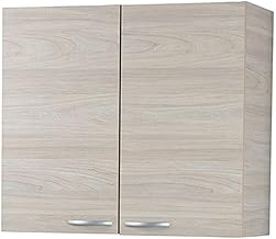 Trentiner Wall Mounted Dish Drainer 80 cm Elm with 2 Doors and 2 Shelves - Natural Elegance for Your Kitchen