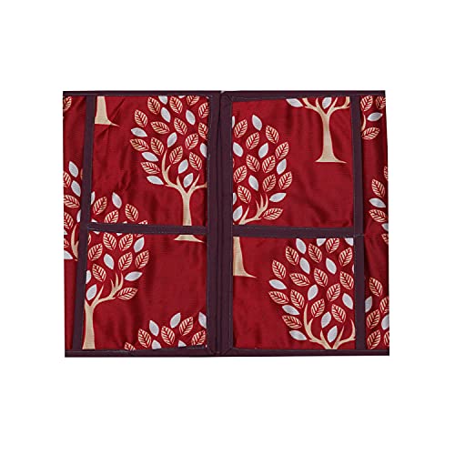 Image of KANUSHI Industries Microwave /Oven Top Cover with 4 Utility Pockets (VAR1-MICRO-TREE-MAROON)