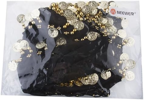 Miniatura 2 de AK TRADING CO. Falda tipo bufanda negra con 128 monedas de oro y cuentas