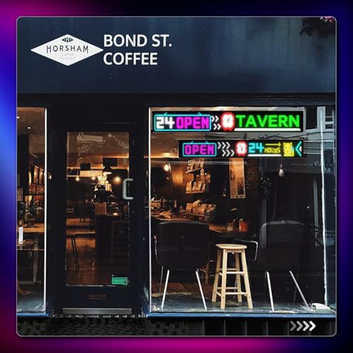 Image of Large Programmable LED Sign, P5 Resolution Indoor Store LED Sign, Bluetooth APP, for Business Retail Shop Window Display (32 inchx 6 inch)