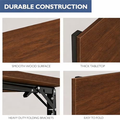 Image of Enigmatic Woodworks Wall Mounted Folding Study Table | Space Saving Foldable Laptop Desk for Home & Office | Engineered Wood Wall Mount Table (Walnut, 32 * 32 cm)