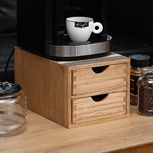 Ddyuri Drawer Holder For Coffee Brew - Kitchen Machine Stand Shelf Contertop - Serve Coffee Station And Pod Capsule Storage Organizer For Home Decor Office Storage Solution 2-Tier Cf2D2C-Light #TOP3