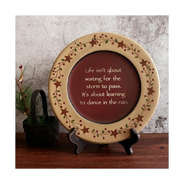 Cvhomedeco primitive vintage dance in the rain wood decorative plate display wooden plate home decor art 9 34 inch  urban country home decor