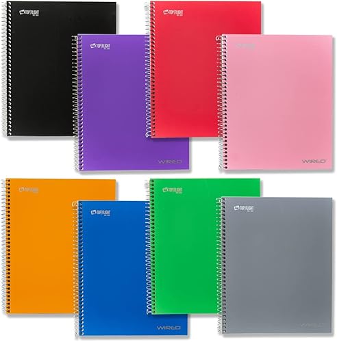 Miniatura 6 de Top Flight Cuaderno con alambre de 3 materias con 4 bolsillos, 120 hojas, regla universitaria, 11 x 8.875 pulgadas, 1 cuaderno, cubierta puede