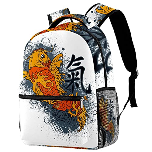 Sac à dos voyage carpe koï pour fille et garçon avec porte-bouteille intégré