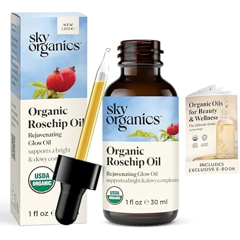 Sky Organics Organic Rosehip Oil (1oz) Cold-Pressed Rosehip Seed Oil, Anti-aging Face Oil, Antioxidant Face Oil, 100% Pure Anti-Aging Rosehip Seed Oil for Radiant Skin, Hair and Acne Cover