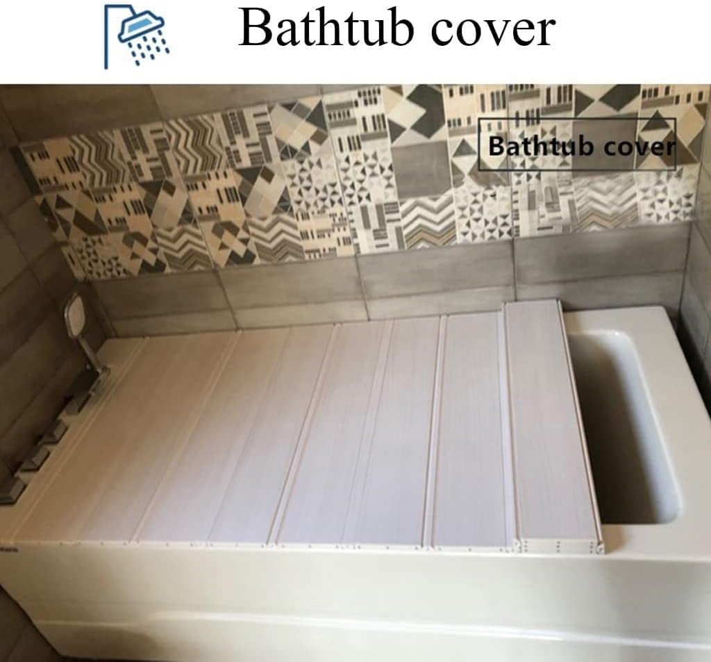 Bathtub Lid Shutter Bathtub Insulation Cover Bathtub Tray, Anti-Dust Folding Storage Rack Bath Lid Suitable for Most Bathtubs/L105Cm/W70Cm, W75Cm