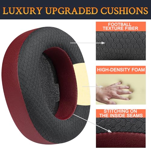 Image of SOULWIT Mesh Fabric Replacement Earpads for Steelseries Arctis Nova Pro Wireless /Arctis Nova Elite Headphones, Ear Pads Cushions with High-Density Noise Isolation Foam, Added Thickness - Burgundy