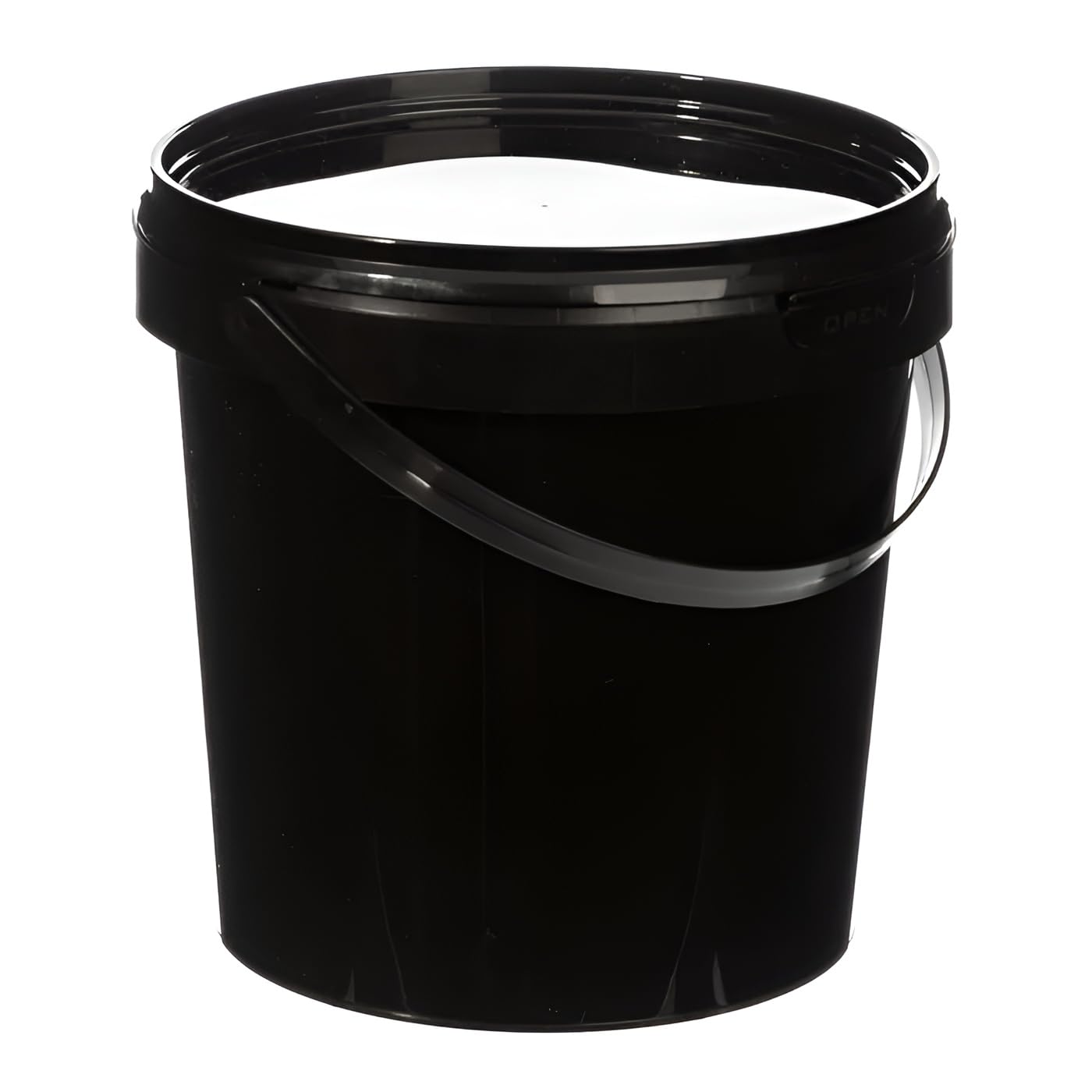 100 cubos de plástico de 1 litro + asa y tapa, resistente, grado alimenticio, sin BPA, multiusos, fermentación, alimentos, líquidos, productos químicos, hidropónicos, color negro