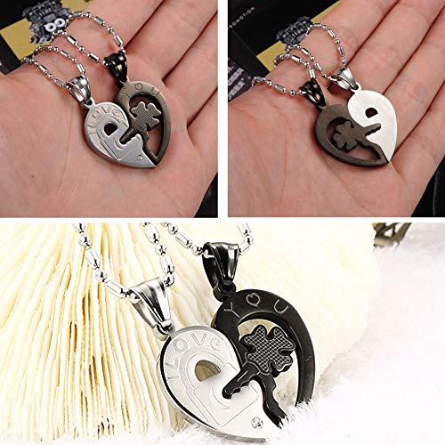 Matching Necklace For Couples Heart Lock And Key Infinity Puzzle Pendant Engraved Promise I Love You Forever I Carry You Heart With Me Couples Necklaces Set Stainless Steel Jewelry For Bf Gf4