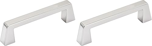 Amerock | Mango de gabinete | Cromo pulido | 3-3/4 pulgadas (3.780 in) de centro a centro | Roca negra | paquete de 2 unidades | Jaladera de cajón |