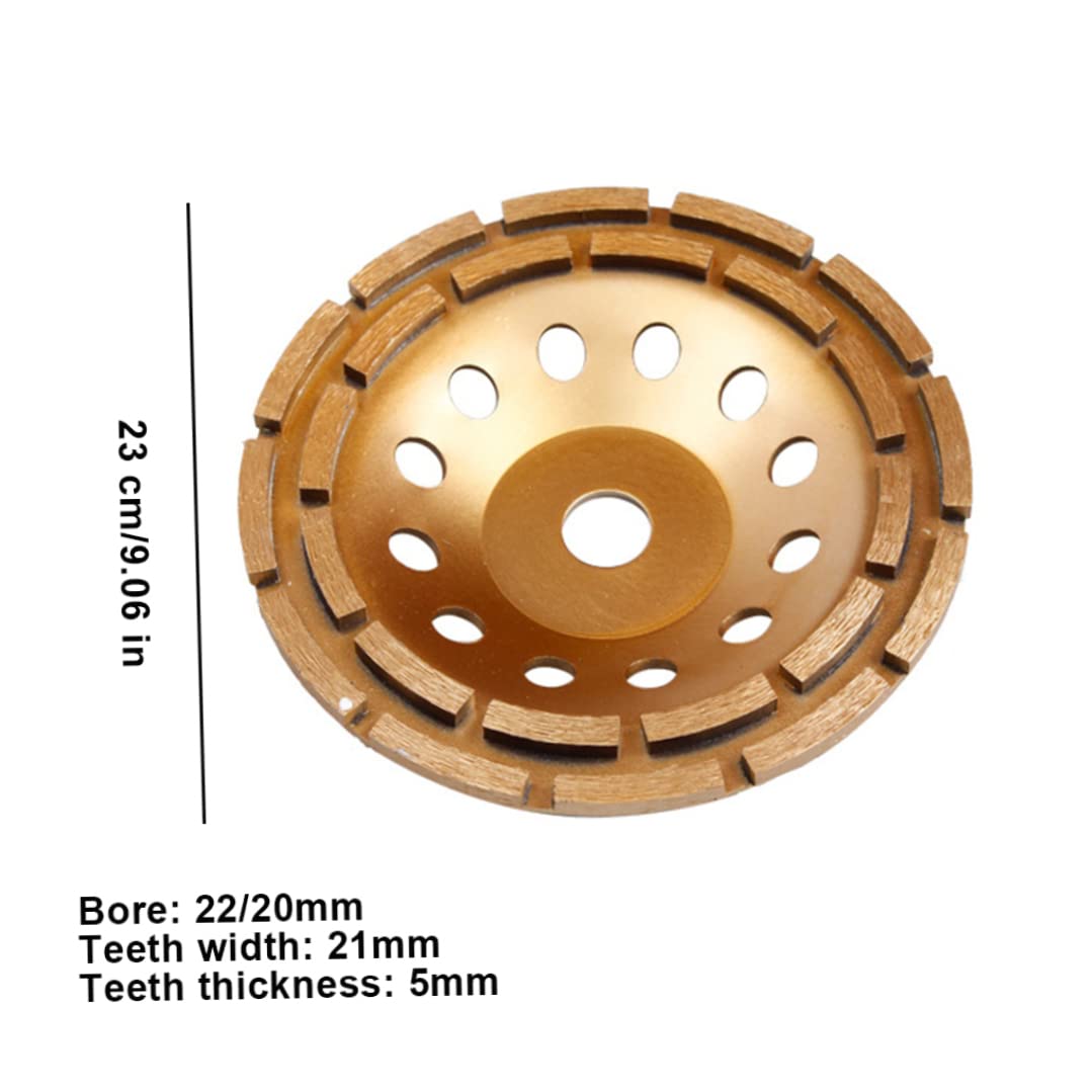 CruSio Meule À Gobelet Double Rangée Abrasif 230Mm Diamant Meuleuse À Pierre En Béton Disque de Polissage Meule À Meule En Pierre