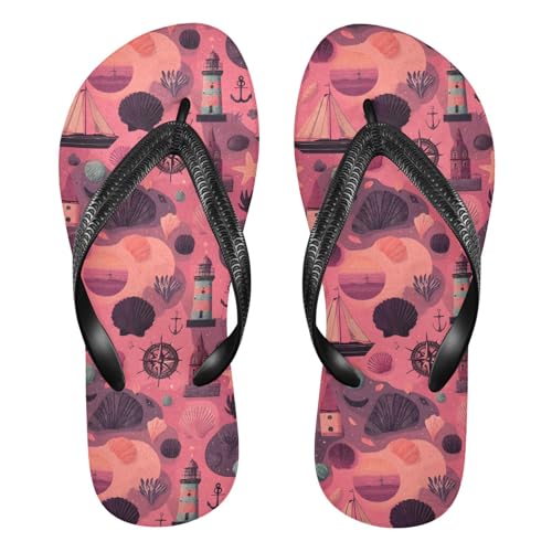 Flip Flop Sandals Nautical Cartoon Print for Women Men Beach Outdoor XS