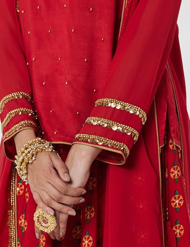 Image of W for Woman Women's Synthetic Straight Fit Straight Kurta