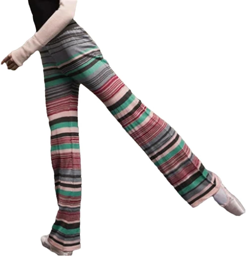 Women's Knit Ballet Pants Wide Leg Warm Up Trousers for Dance Soft Multicolor Sweater Knitwear