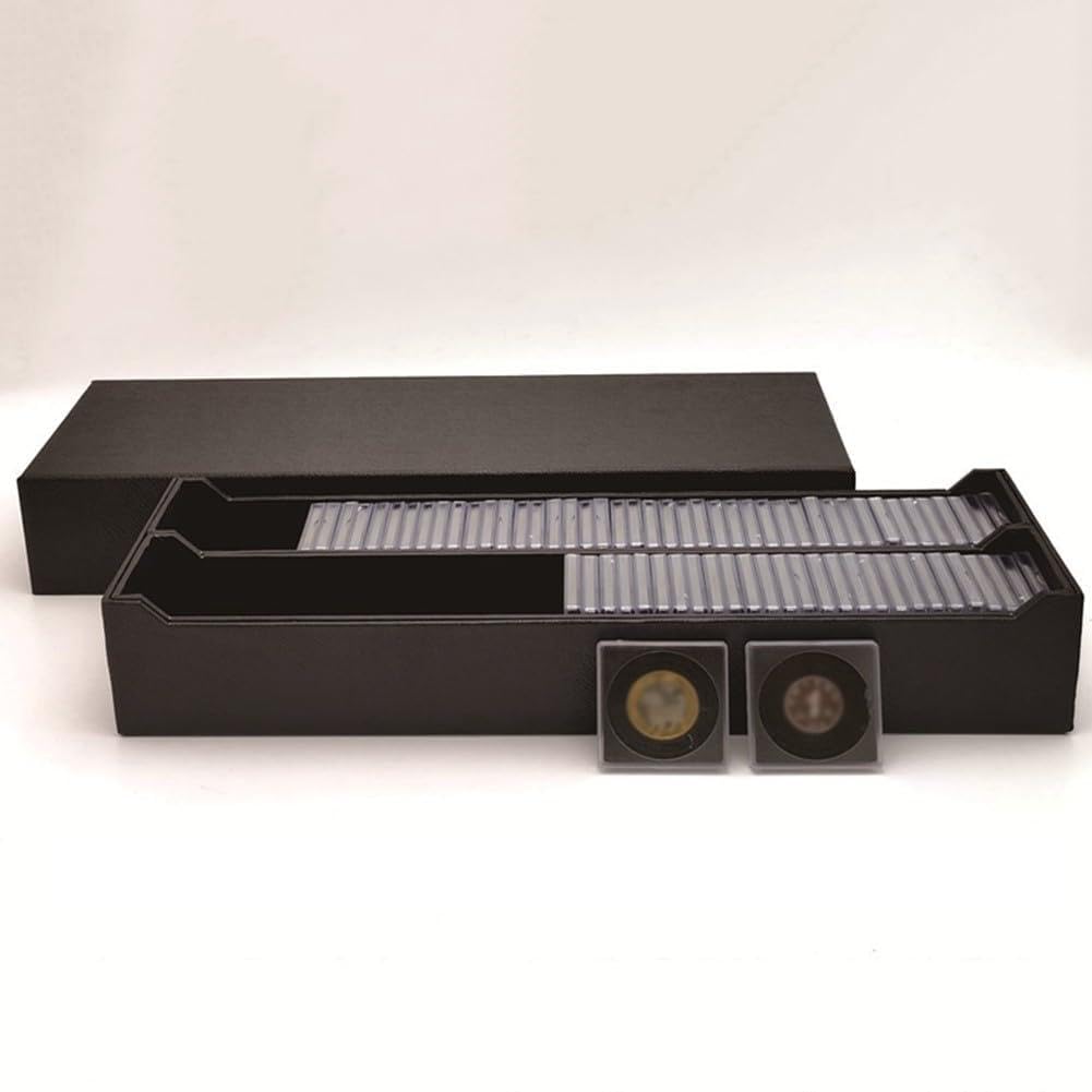 Lecreatekit Paquete de 100 cápsulas cuadradas transparentes para monedas con forro de espuma ajustable, soportes de plástico de policarbonato duro para 20 mm, 25 mm, 30 mm, 35 mm, 40 mm, estuche