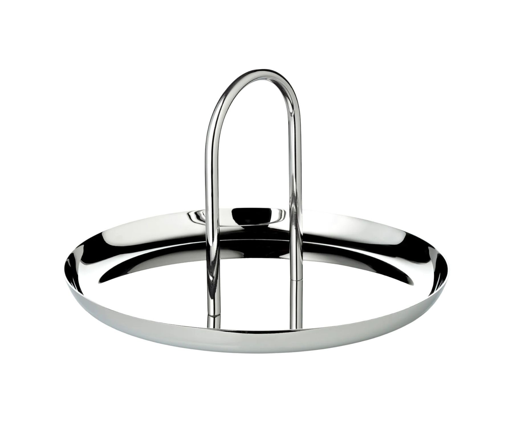 EDZARD Apus Serving Tray with Handle Diameter 21 cm Height 17 cm Polished Stainless Steel