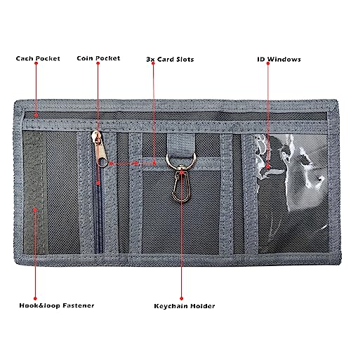 Image of AI-DEE RFID Trifold Canvas Outdoor Sports Wallet for Kids - Front Pocket Wallet with Magic Sticker (Triangle H)
