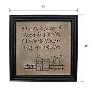 Cvhomedecoprimitivesantiqueahouseismadeofwoodandbeamsahomeismadeofloveanddreamsstitcheryframewallmountedhangingdecorart12x12inch Urban Country Home Decor Cvhomedeco primitives antique a house is made of wood and beams a home is made of love and dreams stitchery frame wall mounted hanging decor art 12 x 12 inch urban country home decor
