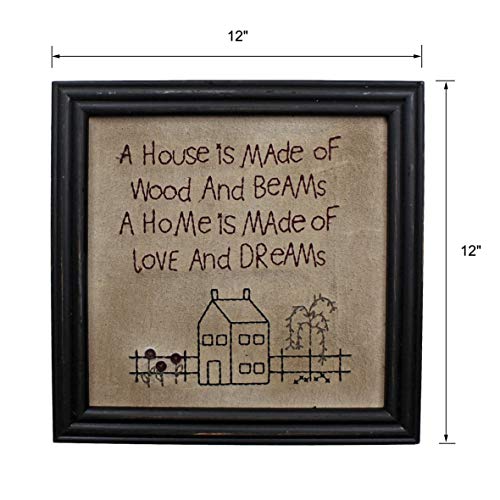 Cvhomedecoprimitivesantiqueahouseismadeofwoodandbeamsahomeismadeofloveanddreamsstitcheryframewallmountedhangingdecorart12x12inch Urban Country Home Decor Cvhomedeco primitives antique a house is made of wood and beams a home is made of love and dreams stitchery frame wall mounted hanging decor art 12 x 12 inch urban country home decor