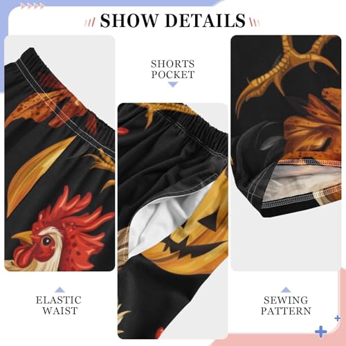 ZZXXB Halloween Rooster Boys Long Pants Soft Trousers Elastic Waist Kids Lounge Bottoms with Pockets S-XL4