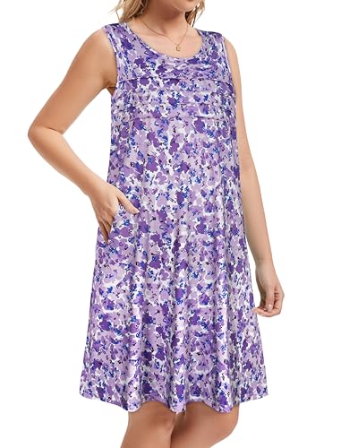 Image of CHICGAL Womens Summer Dresses Casual Loose Pleated Front Tshirt Sleeveless Tank Sundresses with Pockets 2026
