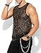 Arjen Kroos Men's Sexy Sparkly Tank Top See-Through Mesh Sequin Disco Vest,A1-BLACK-3330,Small