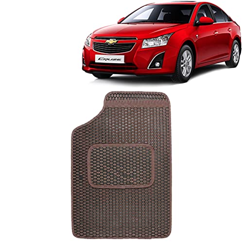 Image of Kingsway Dotted Design Car Floor Foot Mats Universal Fit for Chevrolet Cruze, Model Year : 2008-2017, Water and Dustproof, Color Brown, Set of 5 Pieces
