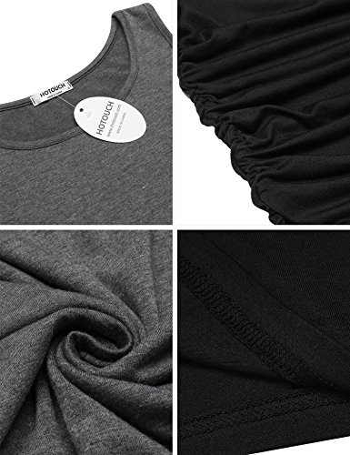 Hotouch Maternity Tank Top Soft Sleeveless Pregnancy Loungewear Two Piece Set Ruched Side Round Neck Shirt Activewear Black & Dark Grey M #TOP6