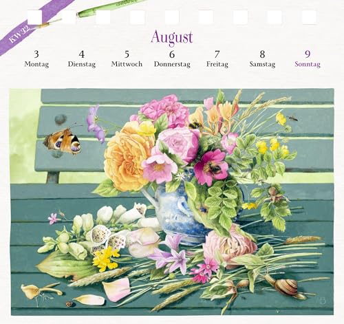 Kalender mit 53 Postkarten: 2026 - Blick in den Garten: Dekorativer Tischaufsteller mit Wochenkalendarium und illustrierten Postkarten mit Perforation ... Hochwertige Ausstattung (Postkartenkalender)