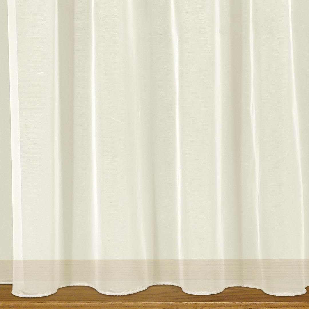 John Aird Denise Cream Plain Net Curtains With Weighted Base & Rod Slot - Select Your Size (Cream, 5.5 Metres Width, Drop: 48" (122cm))