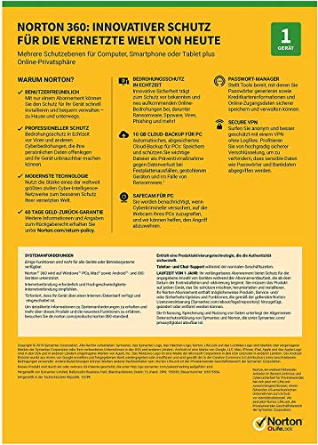 Norton 360 Standard 2022 | 1 Gerät | Antivirus | Unlimited Secure VPN & Passwort-Manager | 1 Jahr | PC/Mac/Android/iOS | Aktivierungscode in Originalverpackung - Image 3