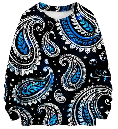 Famigani Blue Black Paisley Bandana Knitted Sweater Men Women Unisex