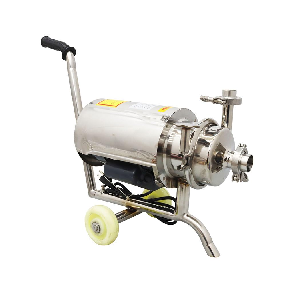 INTBUYING 3T Food Grade Centrifugal Pump Sanitary Beverage Pump Stainless Steel Transfer for Liquid Mobile 110V/0.75kw