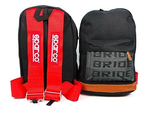 Bride Racing Backpack Brown Bottom with SPR Harness Straps (SPR Red)