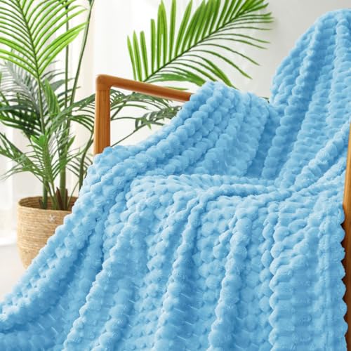 Image of Exclusivo Mezcla Fleece Throw Blanket for Couch, Extra Large Fuzzy Blue Bed Blankets, Soft Cozy Plush Sofa Throws for All Seasons, 50x60 Inches