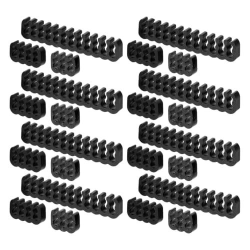 Organizador de cables de plástico RUNROTOO, 24 piezas para escritorio, clips sujetacables de material PP para mantener cables cargadores en su lugar y organizar cables ordenadamente para hogar y oficina miniatura 1