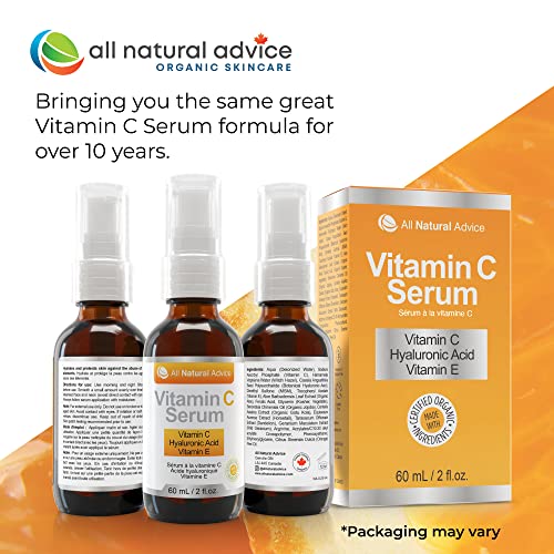 Vitamin C Serum For Face - All Natural Advice, With Hyaluronic Acid & Vitamin E – Facial Serum For Deep Hydration - Organic Face Care -Proud Canadian Company (60Ml / 2Oz) #TOP6