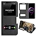 Samsung Galaxy S9 Case Ultra Thin Flip Genuine Leather Samsung Galaxy S9 Cover Case Window View Stand Feature Magnet Closure Phone Case for Samsung Galaxy S9 by Make Mate (Black, Galaxy S9)