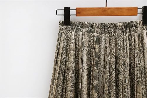 Elastic Waist Women's Pleated Chiffon Maxi Skirt Bohemian Long A-Line Leopard Print Beachwear4