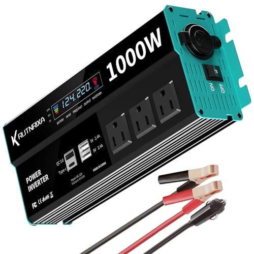RUTNRIXA 1000W Power Inverters 12V DC to 110V AC Converter for Vehicles USB-C/PD 25 Watts Fast...