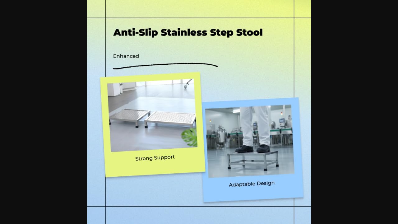 Stainless Steel Step Stool, Non-Slip Foot Surface, 2-Step Ladder, Commercial & Home Use 40x30x25cm|Sofas, Loveseats & Chaises|Home & Garden