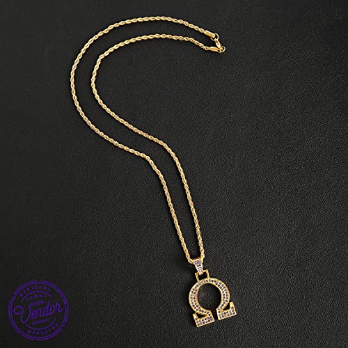 Bad Bananas BBGreek Omega Psi Phi Paraphernalia - Official Vendor - Omega Pendant and 24 Inch Rope Chain Necklace - Austrian Crystals4