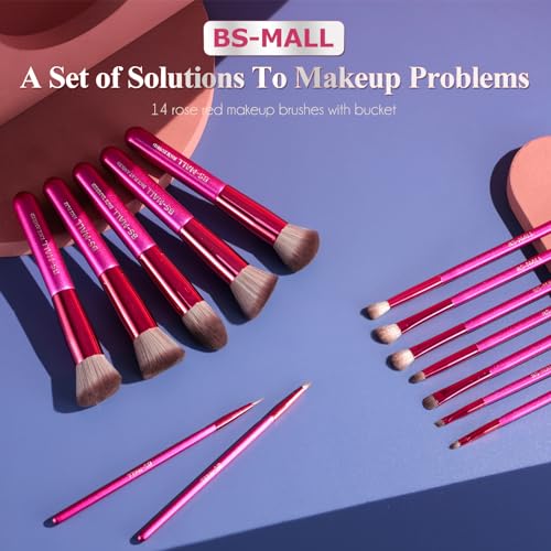 Image of BS-MALL Makeup Brushes 14 pcs Makeup Tools Kit Premium Synthetic Powder Foundation Contour Concealers Lip Brushes with Makeup Sponge & Eyeshadow Applicator Kit