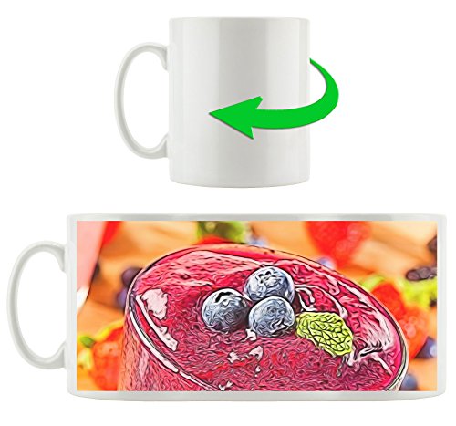 Blueberry Smoothie, Motif tasse en blanc 300ml céramique, Grande idée de cadeau pour toute occasion. Votre nouvelle tasse préférée pour le café, le thé et des boissons chaudes Cover