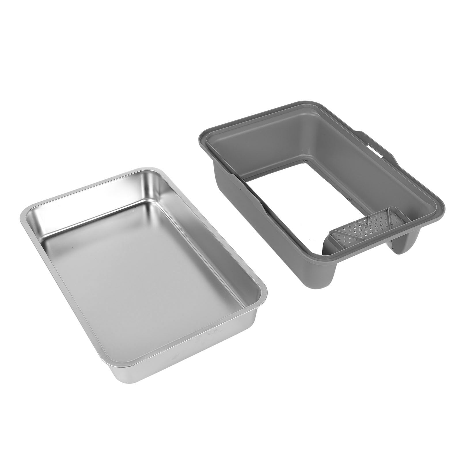 Arenero de Acero Inoxidable, arenero para Gatos Cerrado con Lados Altos, Bandeja de Extra Grande Anti Salpicaduras para Gatos Grandes, diseño fácil de Limpiar y a Prueba de (Gris)