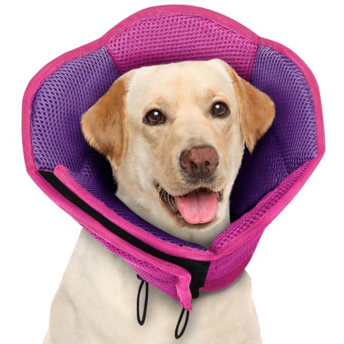 Image of AOFITEE Dog Cone - Foldable Cone for Dogs After Surgery, Adjustable Comfy Cones to Stop Licking, Soft Dog Cone Collar for Large Dogs, Elizabethan Pet E-Collar for Wound Healing, MagentaPurple Large