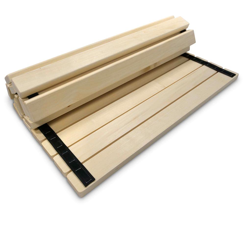 Sauna Bodenmatte 80x60x2 cm FSC Espenholz Rollbar Rutschfest Wärmebeständig Luftfeuchtigkeitsbeständig